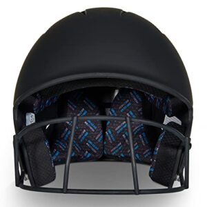 CHAMPRO HX Rise Fastpitch Softball Batting Helmet with Facemask in Solid Color Matte Finish, Black, Junior, HXFPMBJ Medium