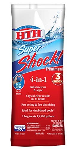 HTH 52019 Super Shock Treatment Swimming Pool Chlorine Cleaner, 1 lb