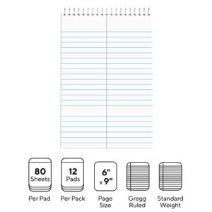 staples white paper steno pads, gregg ruled, 6″ x 9″, 12/pack (2 pack)