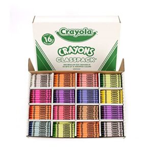 crayola crayon classpack, school supplies, 16 colors (50 each), 800 ct, standard