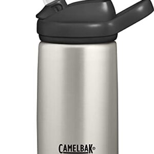 CamelBak Eddy+ Kids 12 oz Bottle, Insulated Stainless Steel with Straw Cap - Leak Proof When Closed, Bare Steel