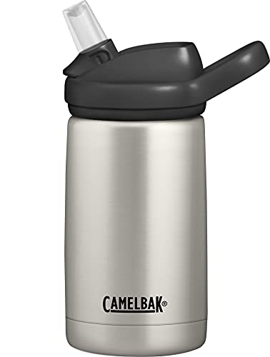 CamelBak Eddy+ Kids 12 oz Bottle, Insulated Stainless Steel with Straw Cap - Leak Proof When Closed, Bare Steel