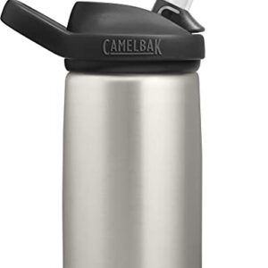 CamelBak Eddy+ Kids 12 oz Bottle, Insulated Stainless Steel with Straw Cap - Leak Proof When Closed, Bare Steel