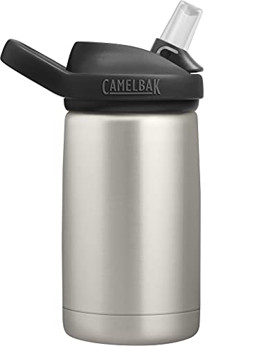 CamelBak Eddy+ Kids 12 oz Bottle, Insulated Stainless Steel with Straw Cap - Leak Proof When Closed, Bare Steel