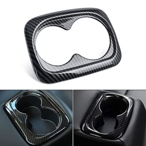 xotic tech inner rear seat water cup holder panel frame cover trim, carbon fiber pattern, compatible with honda civic 10th 11th gen 2016-2022