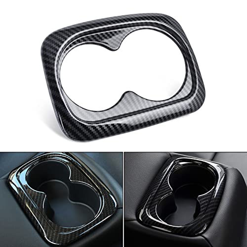 Xotic Tech Inner Rear Seat Water Cup Holder Panel Frame Cover Trim, Carbon Fiber Pattern, Compatible with Honda Civic 10th 11th Gen 2016-2022