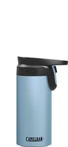 camelbak forge flow coffee & travel mug, insulated stainless steel – non-slip silicon base – easy one-handed operation – 12oz, dusk blue