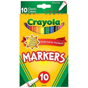 crayola original marker set, fine tip, assorted classic colors, set of 10
