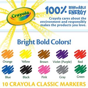 Crayola Original Marker Set, Fine Tip, Assorted Classic Colors, Set of 10