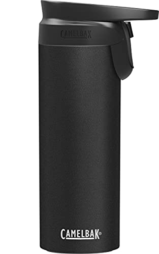 CamelBak Forge Flow Coffee & Travel Mug, Insulated Stainless Steel - Non-Slip Silicon Base - Easy One-Handed Operation - 16oz, Black