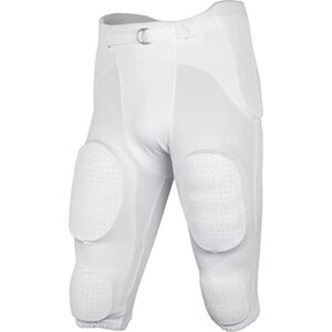 champro boys’ safety integrated football practice pant with built-in pads, white, medium