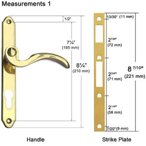 HTH HTHomeprod Solid Brass Lever Handle Set for Screen / Storm Door, Double Cylinder Mortise Lock Added Security, Fit for 1 in. Or 1.38 in. Thickness Door, Polished Brass