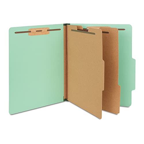 Staples 614454 Pressboard Classification Folders 2/5 Top Tab LTR 2 Div Green 20/Bx