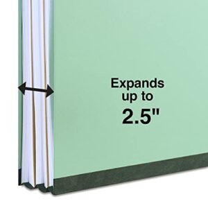 Staples 614454 Pressboard Classification Folders 2/5 Top Tab LTR 2 Div Green 20/Bx