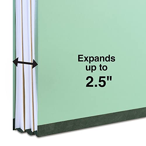 Staples 614454 Pressboard Classification Folders 2/5 Top Tab LTR 2 Div Green 20/Bx