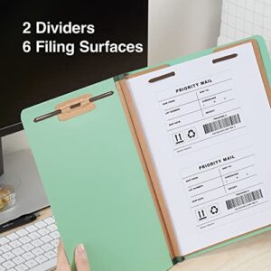 Staples 614454 Pressboard Classification Folders 2/5 Top Tab LTR 2 Div Green 20/Bx