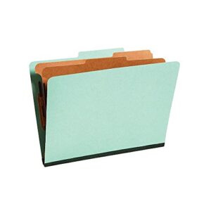 Staples 614454 Pressboard Classification Folders 2/5 Top Tab LTR 2 Div Green 20/Bx