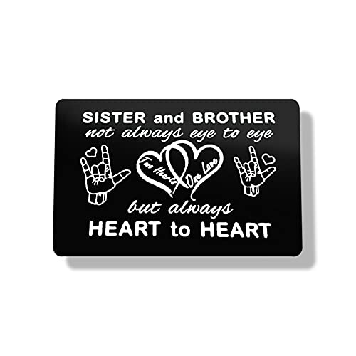 Engraved Wallet Card for Brother and Sister,Sister Gifts from Brother,Brother Birthday Gifts from Sister,Sisters Birthday Presents Ideas,Brothers Gifts Ideas for Christmas Graduation Gifts for Sisters