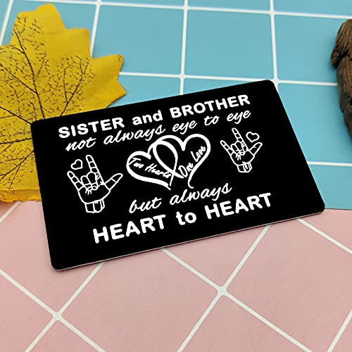 Engraved Wallet Card for Brother and Sister,Sister Gifts from Brother,Brother Birthday Gifts from Sister,Sisters Birthday Presents Ideas,Brothers Gifts Ideas for Christmas Graduation Gifts for Sisters