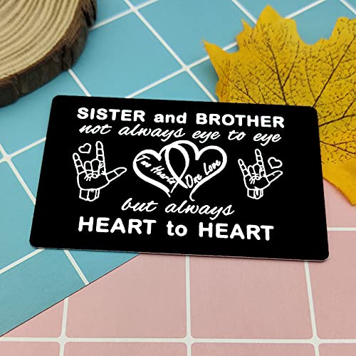 Engraved Wallet Card for Brother and Sister,Sister Gifts from Brother,Brother Birthday Gifts from Sister,Sisters Birthday Presents Ideas,Brothers Gifts Ideas for Christmas Graduation Gifts for Sisters