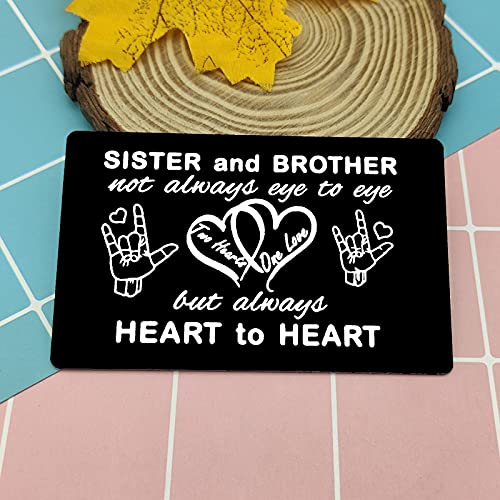 Engraved Wallet Card for Brother and Sister,Sister Gifts from Brother,Brother Birthday Gifts from Sister,Sisters Birthday Presents Ideas,Brothers Gifts Ideas for Christmas Graduation Gifts for Sisters