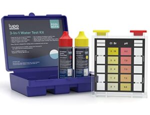 lupo 3-in-1 water test kit for swimming pools & spas | water chemical test kit for ph, total chlorine and total bromine