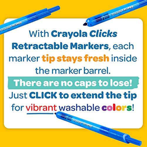 Crayola Washable Markers with Retractable Tips, Clicks, School Supplies, Art Markers, 10 Count