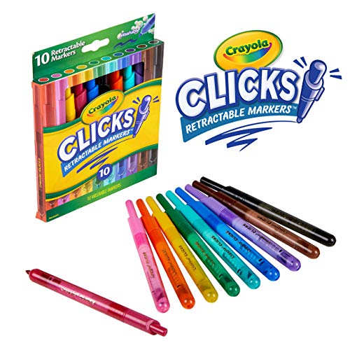 Crayola Washable Markers with Retractable Tips, Clicks, School Supplies, Art Markers, 10 Count