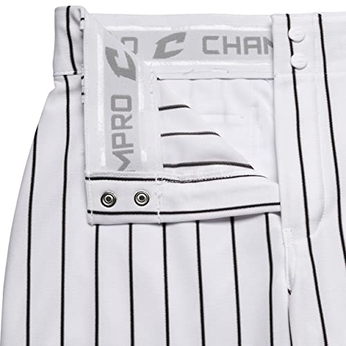 CHAMPRO Boys' Youth Triple Crown Classic Pinstripe Baseball Knickers, White, Black, Small