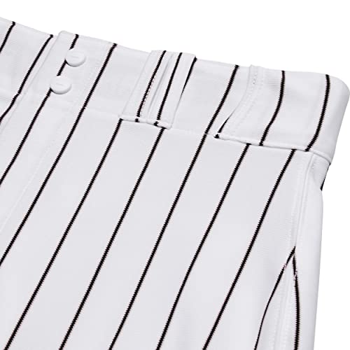 CHAMPRO Boys' Youth Triple Crown Classic Pinstripe Baseball Knickers, White, Black, Small