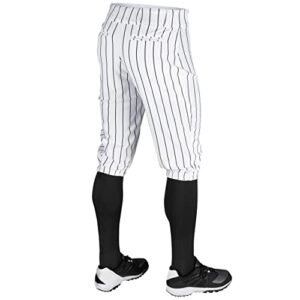 CHAMPRO Boys' Youth Triple Crown Classic Pinstripe Baseball Knickers, White, Black, Small