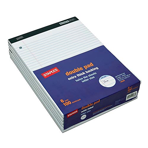 Staples 478900 Double Pad Notepads 8.5X11.75 White 100 Sh/Pd 6 Pd/Pk