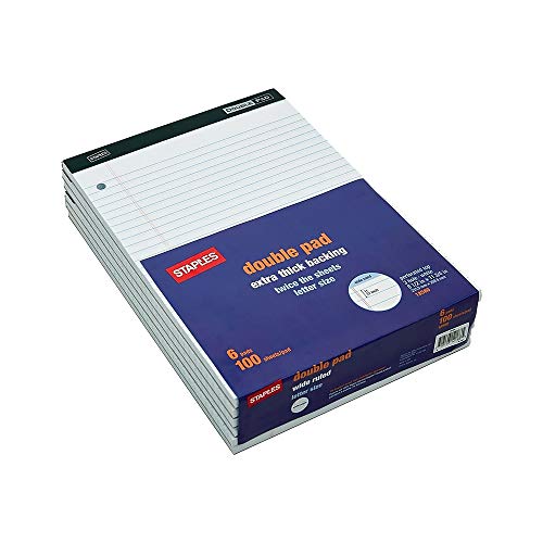 Staples 478900 Double Pad Notepads 8.5X11.75 White 100 Sh/Pd 6 Pd/Pk