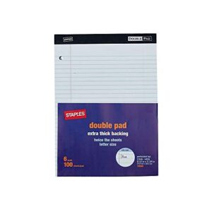 Staples 478900 Double Pad Notepads 8.5X11.75 White 100 Sh/Pd 6 Pd/Pk