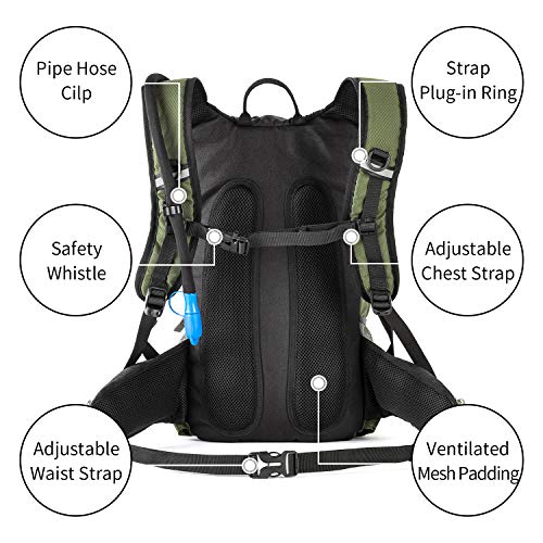 RUPUMPACK Insulated Hydration Backpack Pack with 2.5L BPA Free Bladder, Lightweight Daypack Water Backpack for Hiking Running Cycling Camping, Commuter, Fits Men, Women, Kids, 18L