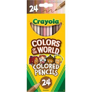 crayola colored pencils 24 count, colors of the world, skin tone colored pencils