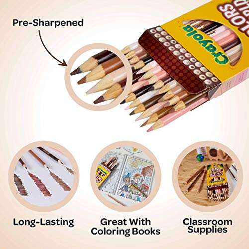 Crayola Colored Pencils 24 Count, Colors of the World, Skin Tone Colored Pencils