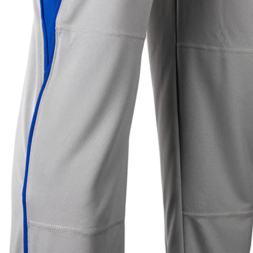 CHAMPRO boys Champro Youth Triple Crown Open Bottom Baseball Pant w Geometric Side Insert, Grey, Royal, Large US