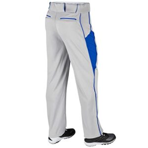 CHAMPRO boys Champro Youth Triple Crown Open Bottom Baseball Pant w Geometric Side Insert, Grey, Royal, Large US