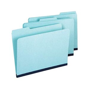 Staples 606798 Pressboard File Folders 3 Tab Letter Blue 25/Box