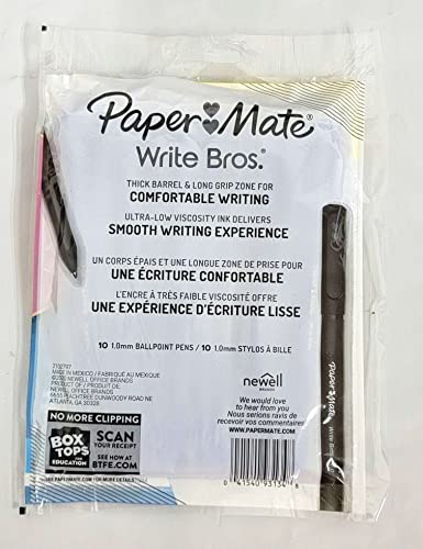 Paper Mate 9313499 Blue Medium Tip Write Brothers Stick Ballpoint Pens 10 Count