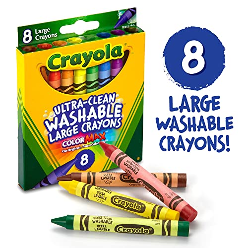 Crayola Ultra Clean Large Washable Crayons, School Supplies, 8 Count(Pack of 1)