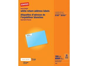staples 573945 laser/inkjet shipping labels 0.5-inch w x 1.75-inch l white 80 labels/sheet