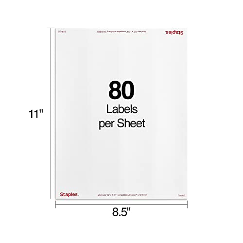 Staples 573945 Laser/Inkjet Shipping Labels 0.5-Inch W X 1.75-Inch L White 80 Labels/Sheet