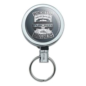 supernatural brother’s impala heavy duty metal retractable reel id badge key card tag holder with belt clip