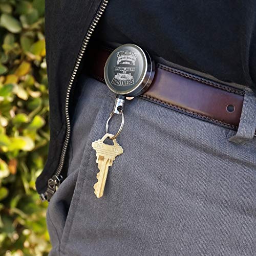 Supernatural Brother's Impala Heavy Duty Metal Retractable Reel ID Badge Key Card Tag Holder with Belt Clip