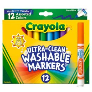 crayola ultra clean washable markers broad line, multi colored, 12 count (pack of 1)