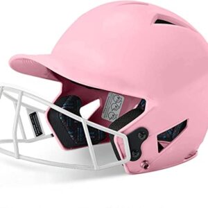 Champro Rise Pro Girls Softball Batting Helmet with Face Guard - Girls Softball Helmets - Bio Fresh/DRI-Gear Moisture Wicking Pad Liner - Pink, Senior