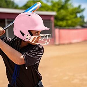 Champro Rise Pro Girls Softball Batting Helmet with Face Guard - Girls Softball Helmets - Bio Fresh/DRI-Gear Moisture Wicking Pad Liner - Pink, Senior