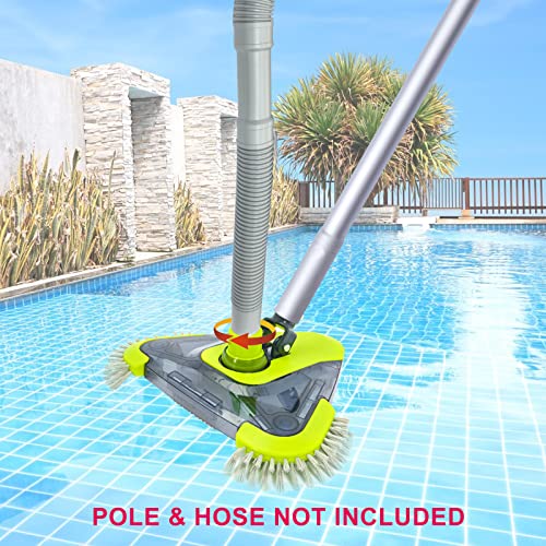 Pool Vacuum Head with Side Brush & Universal Rotatable Hose Adapter,Weighted Triangular Shape(Safe for Vinyl Liner Pool)